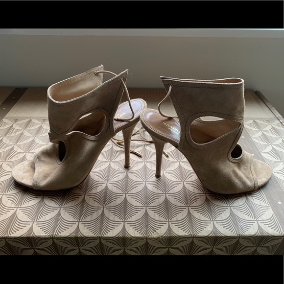 Aquazzura Firenze Sexy Thing Lace-Up Suede Heels - Picture 4 of 8